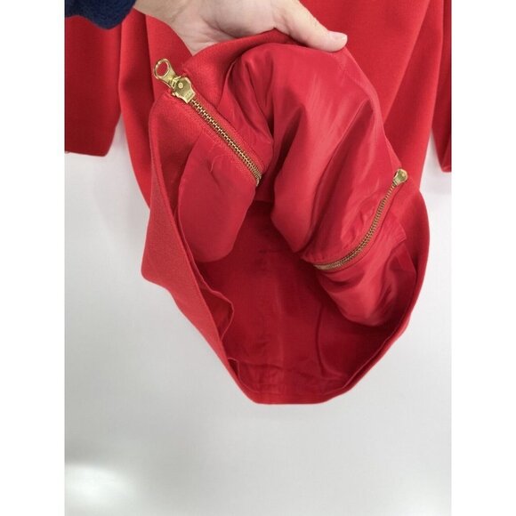 J Crew Dress Sheath Shift Exposed Zippers 3/4 Sleeve Boatneck Red Flaw Size 4 - Picture 7 of 15